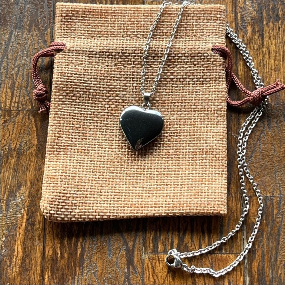 Hematite Necklace Hematite Pendant Crystal Heart Necklace Crystal Necklace